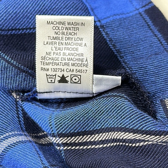 Anthropologie Cloth & Stone Blue Plaid Lace Up Back Flannel Shirt Size Medium - Picture 11 of 11